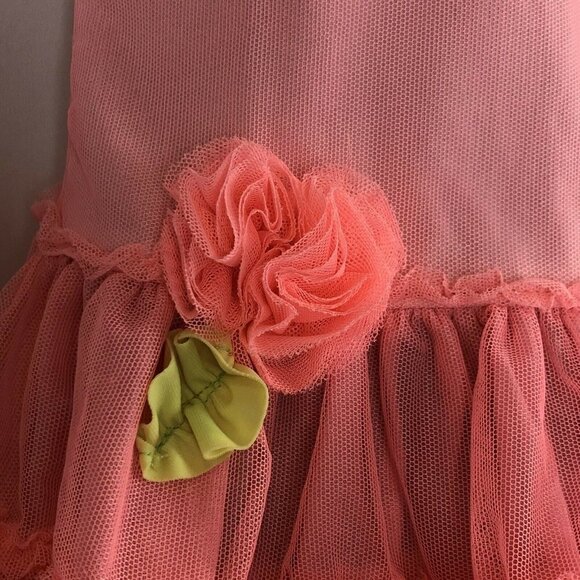 Kate Mack Hot Pink Frilly Pink Halter Dress Aloha Rose Tulle Size 12 Months NWT - Picture 2 of 9